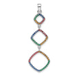 Sterling Silver Pendant with Multicolor Cubic Zirconia, Geometric Diamond Link Design for Women