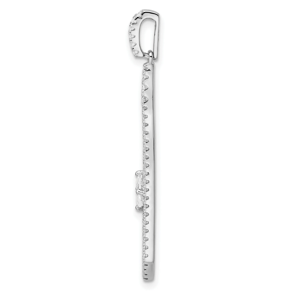 Sterling Silver Drop Pendant with Open Kite Design and Oval Cut Center Stone