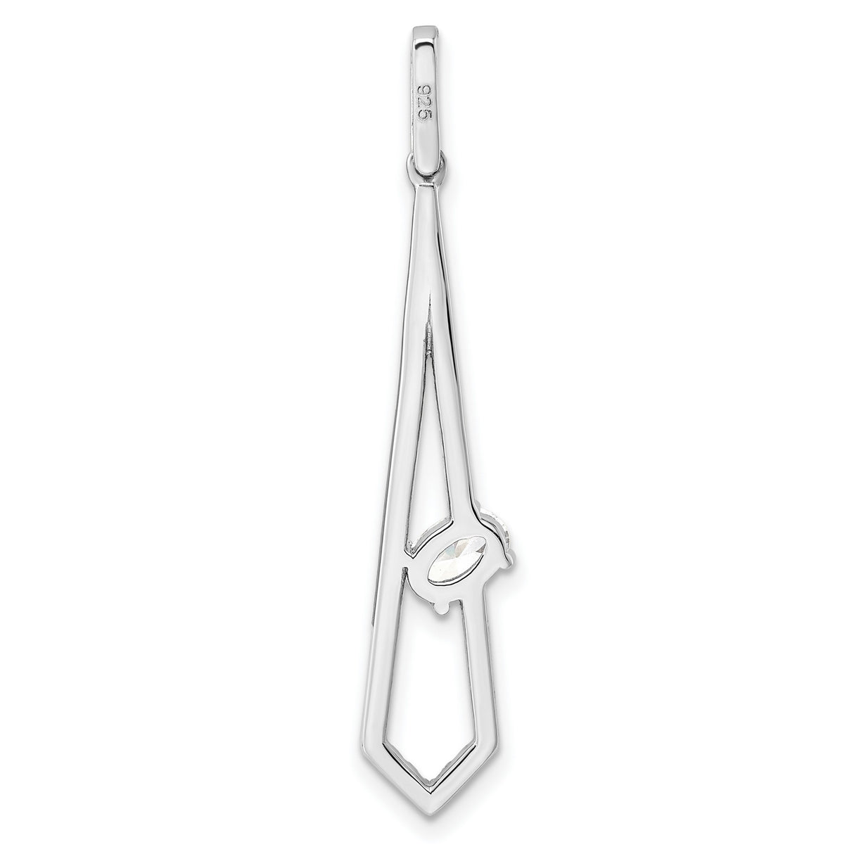 Sterling Silver Drop Pendant with Open Kite Design and Oval Cut Center Stone
