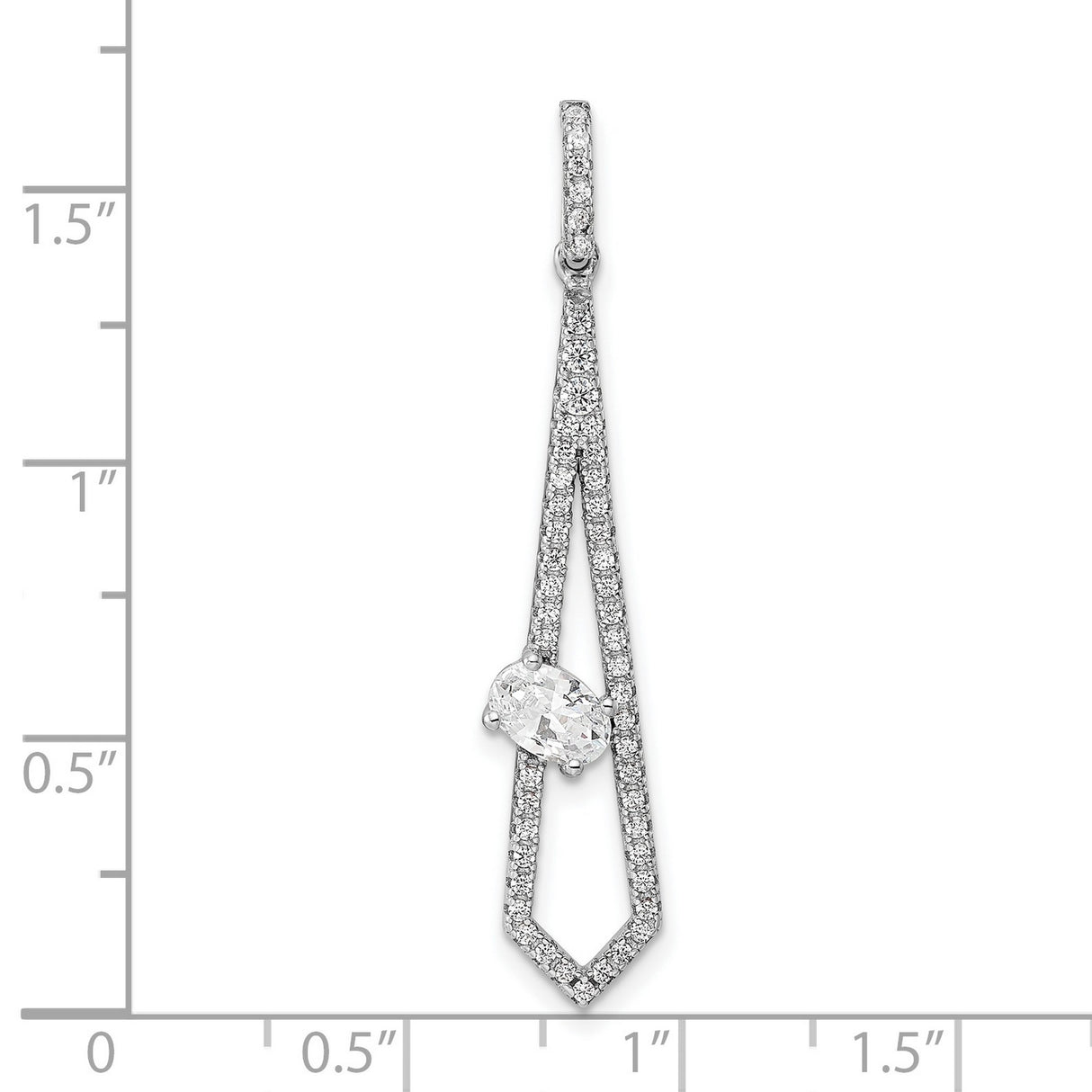 Sterling Silver Drop Pendant with Open Kite Design and Oval Cut Center Stone