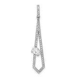 Sterling Silver Drop Pendant with Open Kite Design and Oval Cut Center Stone