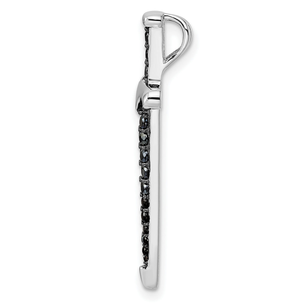 Sterling Silver Dagger Pendant with Black Gemstones, Gothic Sword Design, Unisex Warrior Jewelry