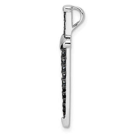 Sterling Silver Dagger Pendant with Black Gemstones, Gothic Sword Design, Unisex Warrior Jewelry