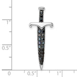 Sterling Silver Dagger Pendant with Black Gemstones, Gothic Sword Design, Unisex Warrior Jewelry