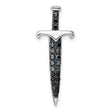 Sterling Silver Dagger Pendant with Black Gemstones, Gothic Sword Design, Unisex Warrior Jewelry