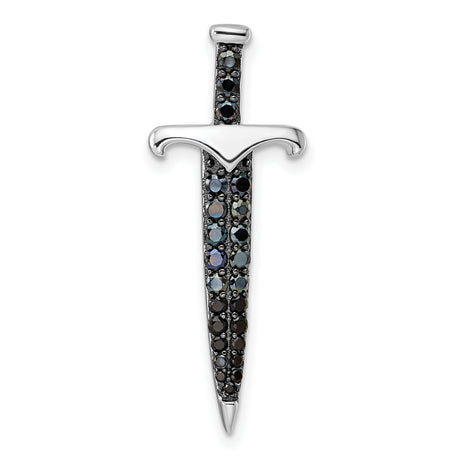 Sterling Silver Dagger Pendant with Black Gemstones, Gothic Sword Design, Unisex Warrior Jewelry