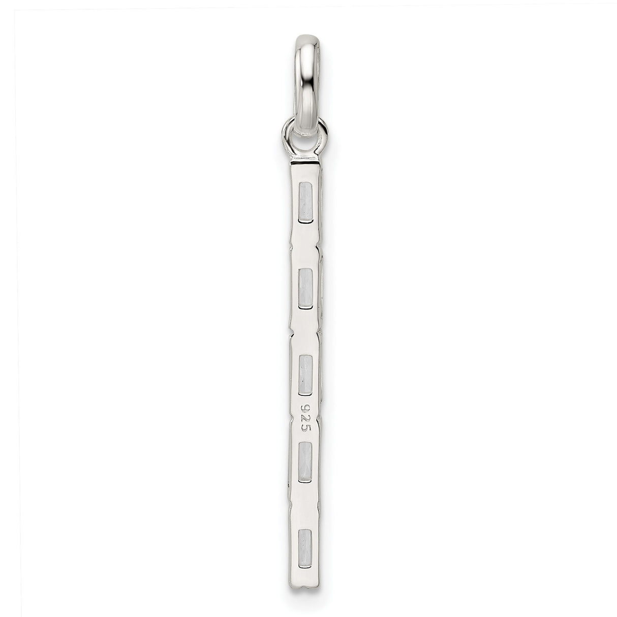 Sterling Silver Vertical Bar Pendant with Baguette Cut Cubic Zirconia, Minimalist Modern Style