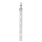 Sterling Silver Vertical Bar Pendant with Baguette Cut Cubic Zirconia, Minimalist Modern Style