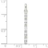Sterling Silver Vertical Bar Pendant with Baguette Cut Cubic Zirconia, Minimalist Modern Style