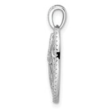 Sterling Silver Heart Pendant with Openwork Filigree, Floral Scroll Design, Cubic Zirconia Accents