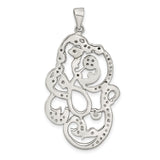 Sterling Silver Pendant with Cubic Zirconia, Floral Filigree Vintage Design for Women