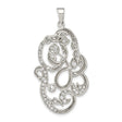 Sterling Silver Pendant with Cubic Zirconia, Floral Filigree Vintage Design for Women