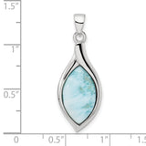 Sterling Silver Pendant with Larimar Marquise Gemstone, Ocean-Inspired Artisan Design