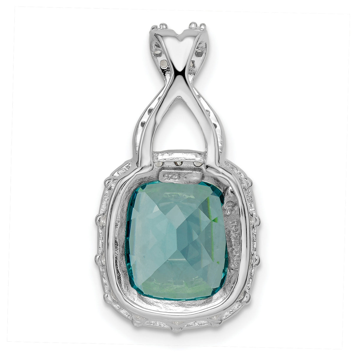 Sterling Silver Pendant with Aquamarine and White Zirconia, Infinity Loop Design