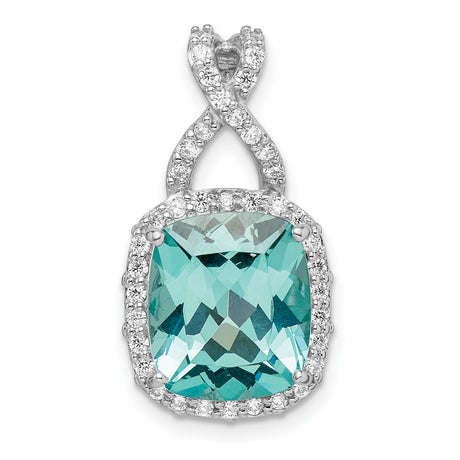 Sterling Silver Pendant with Aquamarine and White Zirconia, Infinity Loop Design