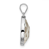 Sterling Silver Teardrop Pendant with Faceted Mother of Pearl, Hammered Artisan Design