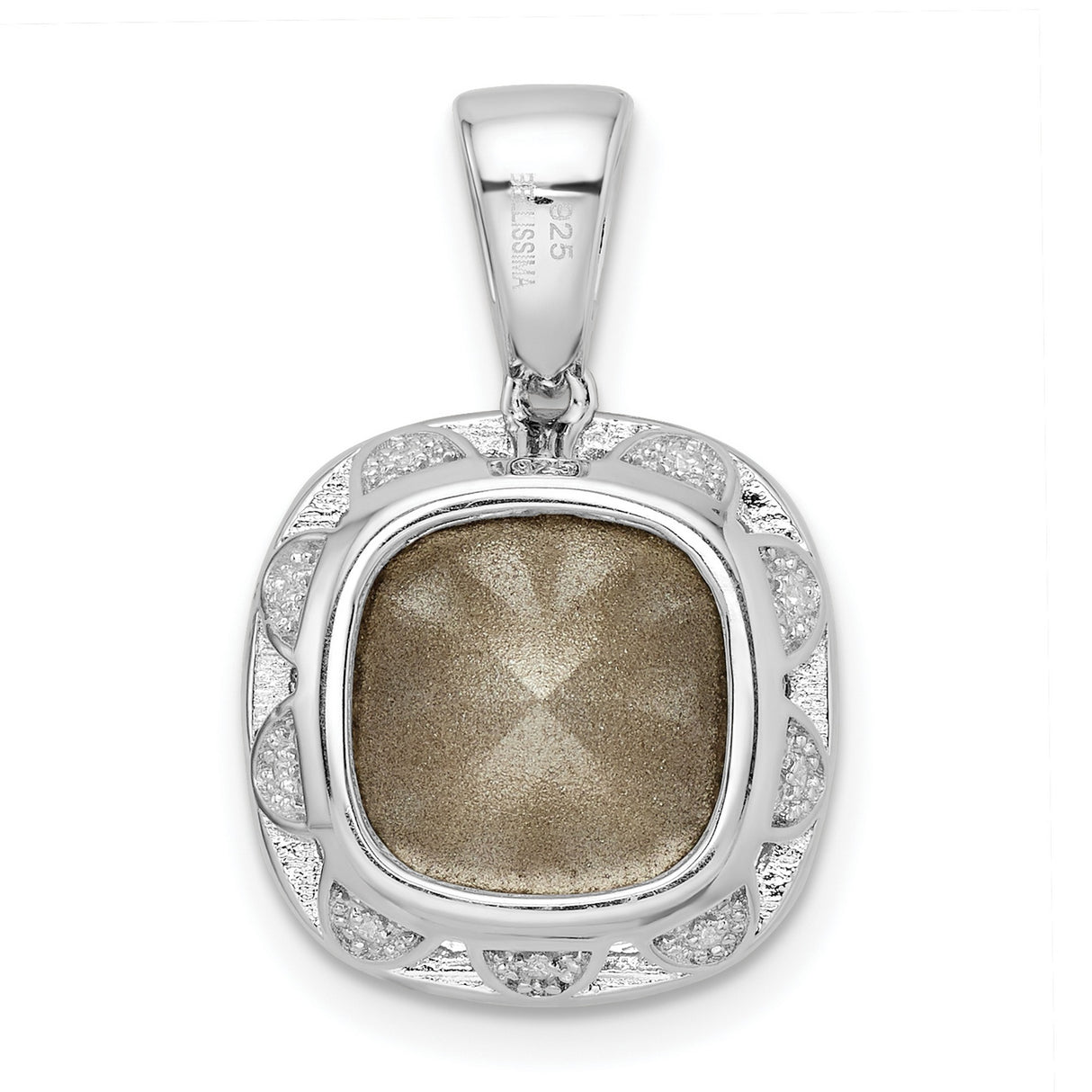 Sterling Silver Pendant with Cushion Cut Pink Gemstone and Halo Cubic Zirconia Setting