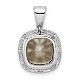 Sterling Silver Pendant with Cushion Cut Blue Topaz and Cubic Zirconia Halo