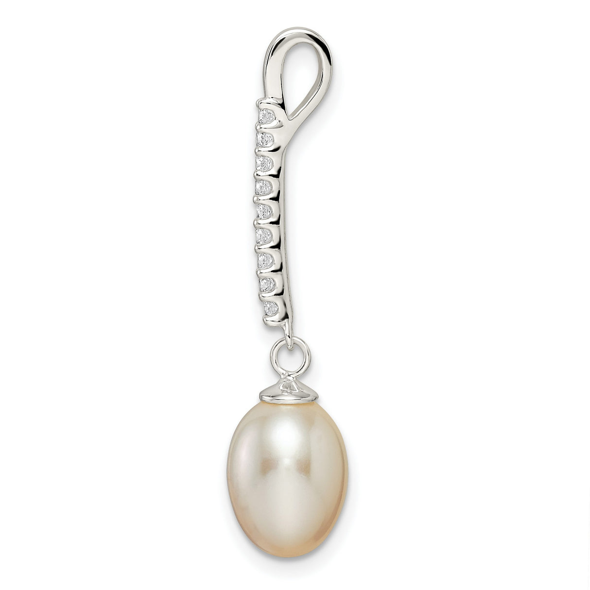 Sterling Silver Drop Earrings with Freshwater Pearl and Cubic Zirconia, Classic Dangle Design
