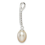 Sterling Silver Drop Earrings with Freshwater Pearl and Cubic Zirconia, Classic Dangle Design