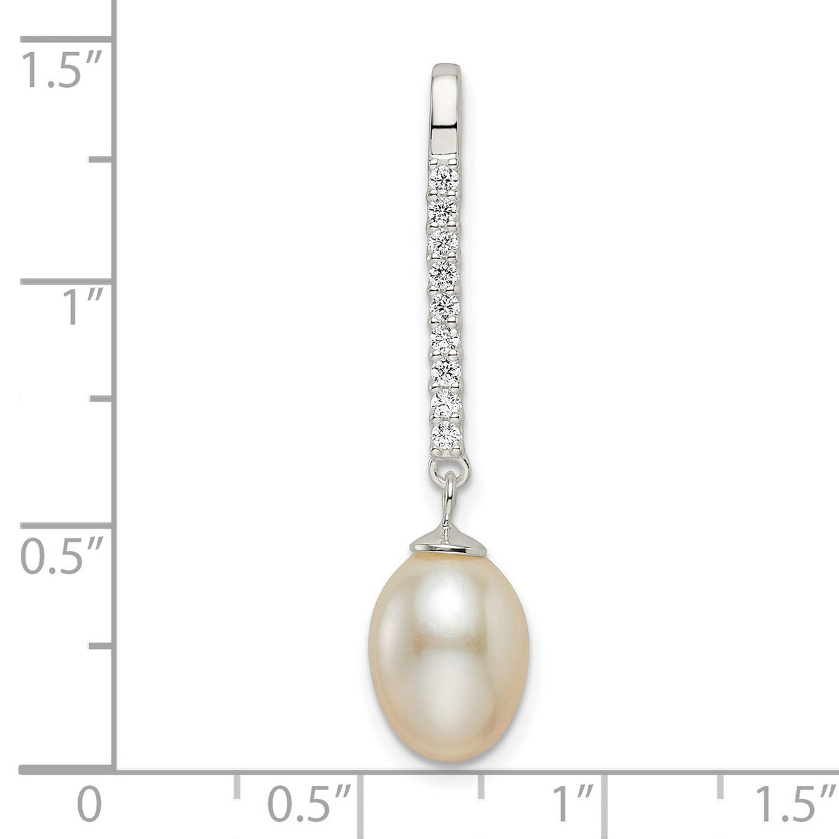 Sterling Silver Drop Earrings with Freshwater Pearl and Cubic Zirconia, Classic Dangle Design