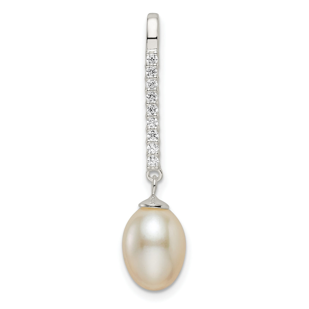 Sterling Silver Drop Earrings with Freshwater Pearl and Cubic Zirconia, Classic Dangle Design