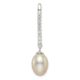 Sterling Silver Drop Earrings with Freshwater Pearl and Cubic Zirconia, Classic Dangle Design