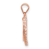 Sterling Silver Double Heart Pendant with Cubic Zirconia Accents, Rose Gold-Plated, Romantic Style
