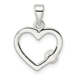 Sterling Silver Heart Pendant with White Shell Bead, Romantic Feminine Jewelry