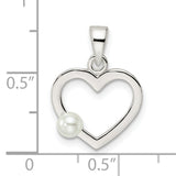 Sterling Silver Heart Pendant with White Shell Bead, Romantic Feminine Jewelry