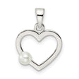 Sterling Silver Heart Pendant with White Shell Bead, Romantic Feminine Jewelry