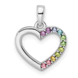 Sterling Silver Heart Pendant with Multicolor Cubic Zirconia, Rainbow Gradient Design