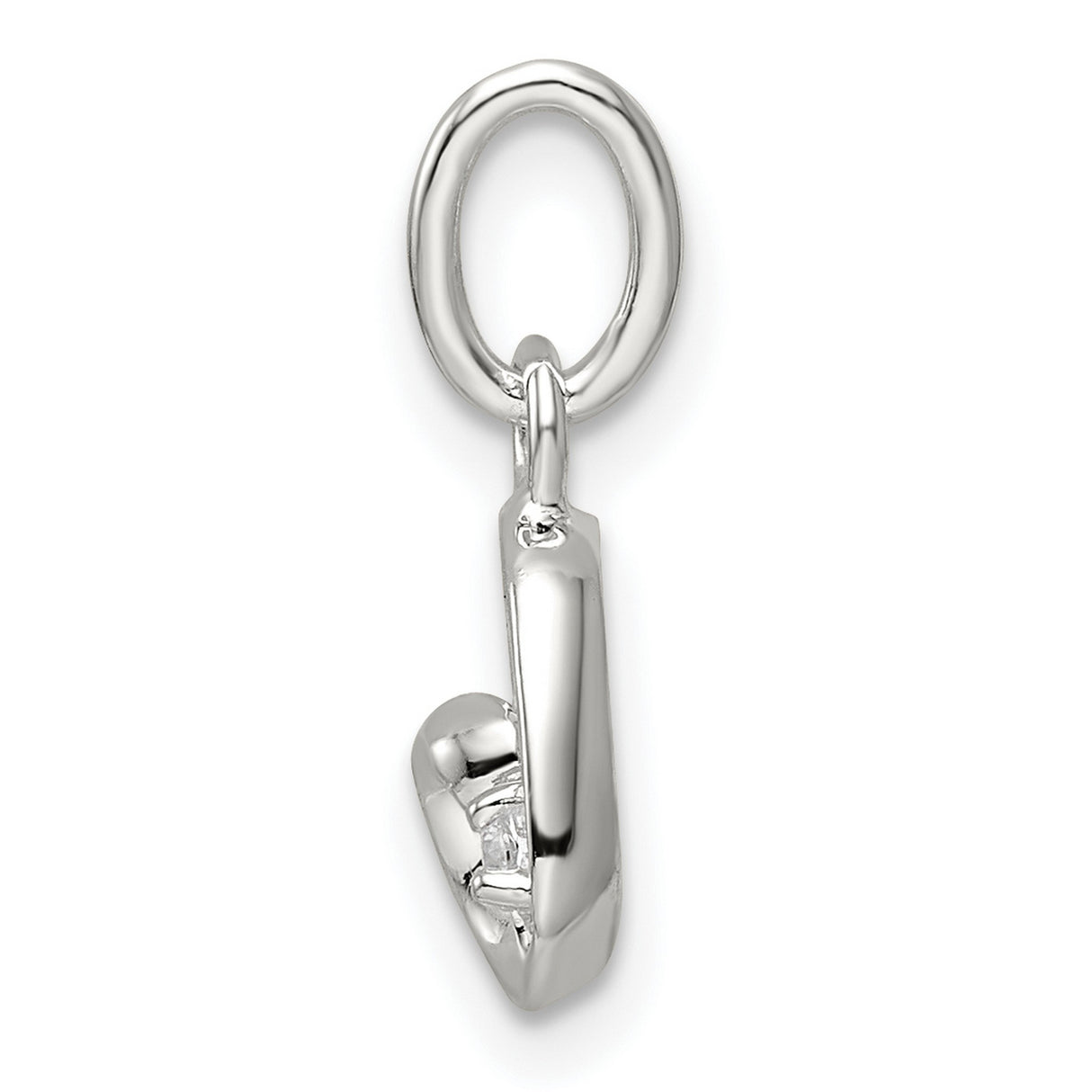 Sterling Silver Heart Pendant with Cubic Zirconia, Swirl Open Heart Design