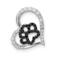 Sterling Silver Heart Pendant with Cubic Zirconia Paw Print, Pet Memorial Jewelry for Women