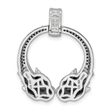 Sterling Silver Panther Pendant with Cubic Zirconia, Two Panther Heads, Jungle Theme