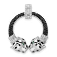 Sterling Silver Panther Pendant with Cubic Zirconia, Two Panther Heads, Jungle Theme