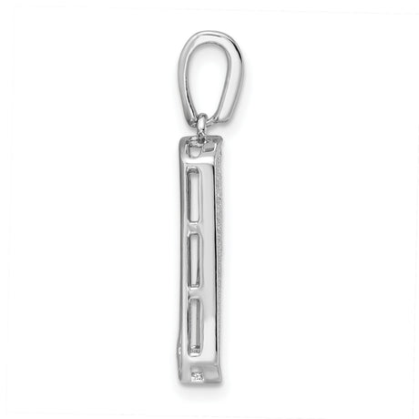 Sterling Silver Dog Tag Pendant with Cubic Zirconia, Iced Out Hip Hop Style for Men