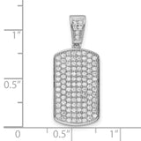 Sterling Silver Dog Tag Pendant with Cubic Zirconia, Iced Out Hip Hop Style for Men