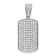Sterling Silver Dog Tag Pendant with Cubic Zirconia, Iced Out Hip Hop Style for Men