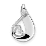 Sterling Silver Heart Pendant with Red and Clear Cubic Zirconia in Teardrop Swirl Design