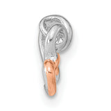 Double Heart Chain Slide Charm Pendant in Real 925 Sterling SIlver