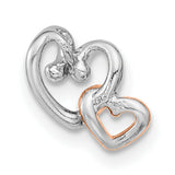 Double Heart Chain Slide Charm Pendant in Real 925 Sterling SIlver