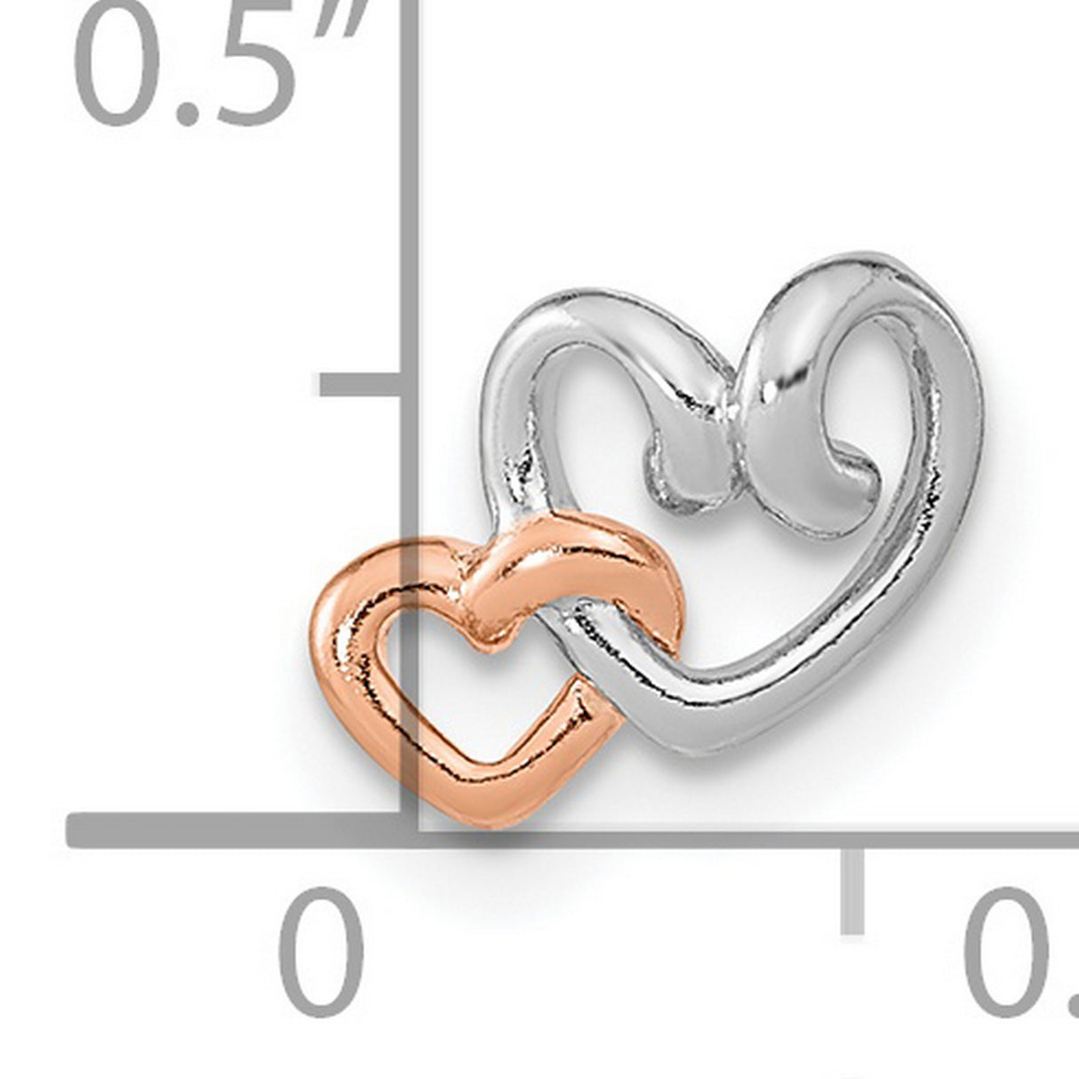 Double Heart Chain Slide Charm Pendant in Real 925 Sterling SIlver