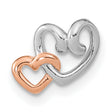 Double Heart Chain Slide Charm Pendant in Real 925 Sterling SIlver