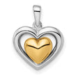 Gold Plated Heart Charm Pendant in Real 925 Sterling SIlver