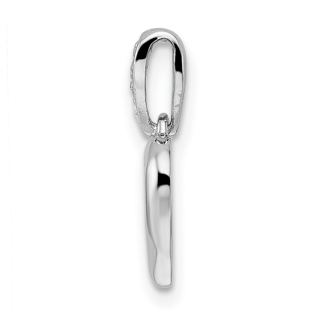 Sterling Silver Heart Pendant with Open Design and Cubic Zirconia Bail