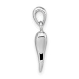 Polished CZ Italian Horn Charm Pendant in Real 925 Sterling Silver