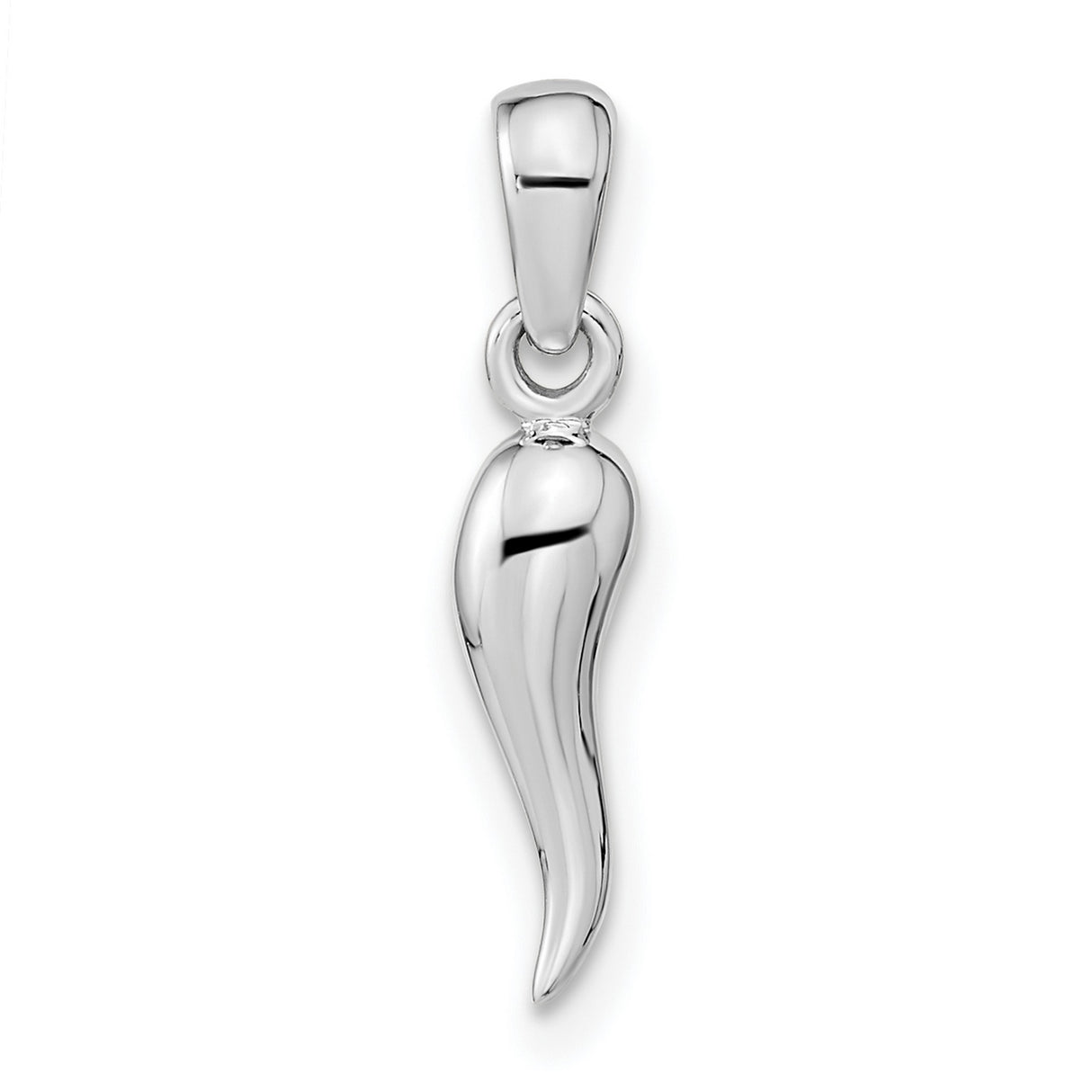 Polished CZ Italian Horn Charm Pendant in Real 925 Sterling Silver