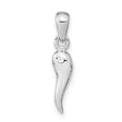 Polished CZ Italian Horn Charm Pendant in Real 925 Sterling Silver