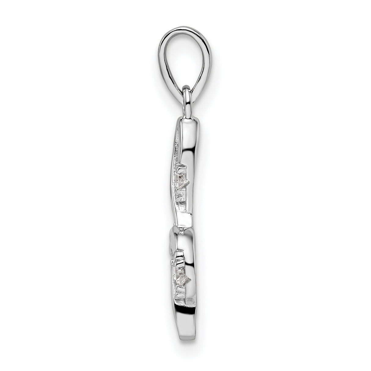 Sterling Silver Treble Clef Pendant with Cubic Zirconia Accents, Musical Note Jewelry